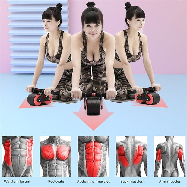 Double Wheel Abdominal Exerciser Women Men Automatic Rebound Ab Wheel Roller Waist Trainer Gym Sports Home Exercise Devices - ENERGIX FITNESS STORE