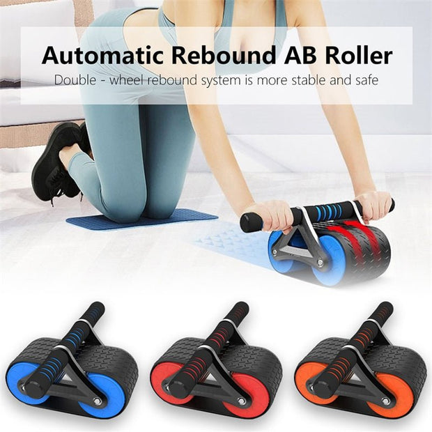 Double Wheel Abdominal Exerciser Women Men Automatic Rebound Ab Wheel Roller Waist Trainer Gym Sports Home Exercise Devices - ENERGIX FITNESS STORE